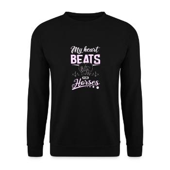 Mon cœur bat pour les chevaux - Sweat-shirt Unisexe - noir - Devant - Alina (178cm) & Michal (187cm)
