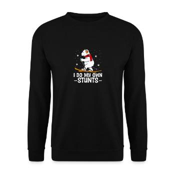 Skifahrer Ski Fahren Winter Schnee Bär Spruch - Unisex Pullover - Schwarz - Vorne - Alina (178cm) & Michal (187cm)