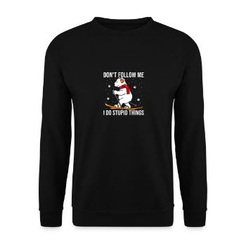 Skifahrer Ski Fahren Winter Schnee Bär Spruch - Unisex Pullover - Schwarz - Vorne - Alina (178cm) & Michal (187cm)