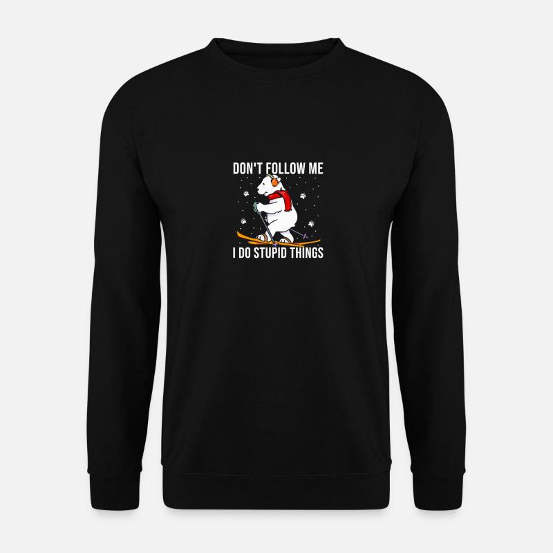 Skifahrer Ski Fahren Winter Schnee Bär Spruch - Unisex Pullover - Schwarz