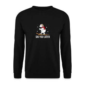 Skifahrer Ski Fahren Winter Schnee Bär Spruch - Unisex Pullover - Schwarz - Vorne - Alina (178cm) & Michal (187cm)