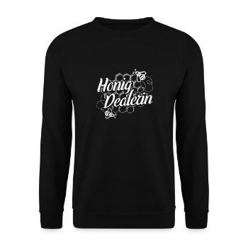 Honig Dealerin - Imkerin Honigdealer Biene Geschen - Unisex Pullover - Schwarz - Vorne - Alina (178cm) & Michal (187cm)