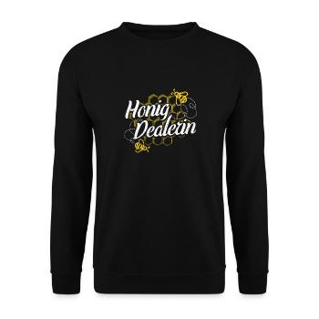 Honig Dealerin - Imkerin Honigdealer Biene Geschen - Unisex Pullover - Schwarz - Vorne - Alina (178cm) & Michal (187cm)