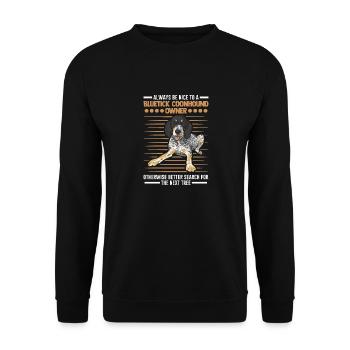 Bluetick Coonhound Gift Funny Saying - Unisex Sweatshirt - black - Front - Alina (178cm) & Michal (187cm)