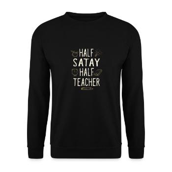 Moitié Satay Moitié Professeur Drôle Professeur Humour - Sweat-shirt Unisexe - noir - Devant - Alina (178cm) & Michal (187cm)