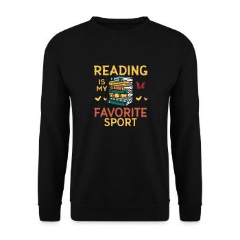 Lesen Ist Mein Lieblings -Sportbuchliebhaber - Unisex Pullover - Schwarz - Vorne - Alina (178cm) & Michal (187cm)