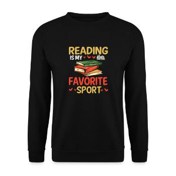 Lesen Ist Mein Lieblings -Sportbuchliebhaber - Unisex Pullover - Schwarz - Vorne - Alina (178cm) & Michal (187cm)