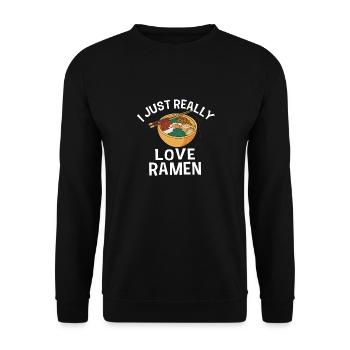 Ich Liebe Ramen, Japanisches Essen, Kawaii Anime - Unisex Pullover - Schwarz - Vorne - Alina (178cm) & Michal (187cm)