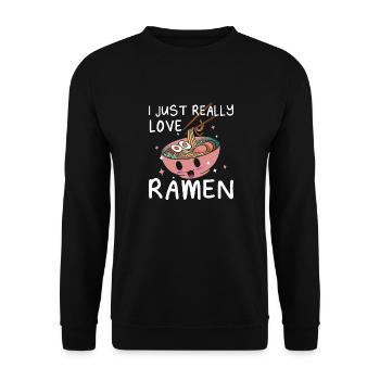 Ich Liebe Einfach Ramen Japanisches Essen Kawaii - Unisex Pullover - Schwarz - Vorne - Alina (178cm) & Michal (187cm)
