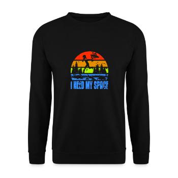 Retro Vintage I Need My Space Astronomy Design - Unisex Pullover - Schwarz - Vorne - Alina (178cm) & Michal (187cm)