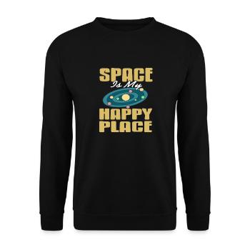 Space Is My Happy Place Cool Retro Astronomy Lover - Unisex Pullover - Schwarz - Vorne - Alina (178cm) & Michal (187cm)