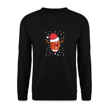 Football Fan Liebhaber Rentiergeweih Weihnachten - Unisex Pullover - Schwarz - Vorne - Alina (178cm) & Michal (187cm)