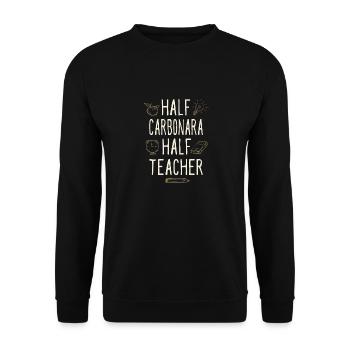 Moitié Carbonara Moitié Professeur Drôle Professeur Humour - Sweat-shirt Unisexe - noir - Devant - Alina (178cm) & Michal (187cm)