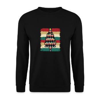 Weinglas Weihnachtsbaum Lustiger Feiertag Weihnach - Unisex Pullover - Schwarz - Vorne - Alina (178cm) & Michal (187cm)