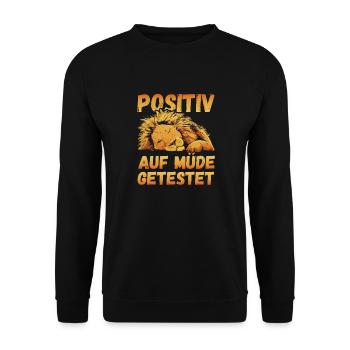 Positiv auf Müde getestet Löwe Fun - Unisex Pullover - Schwarz - Vorne - Alina (178cm) & Michal (187cm)