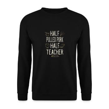 Moitié porc effiloché moitié professeur drôle - Sweat-shirt Unisexe - noir - Devant - Alina (178cm) & Michal (187cm)