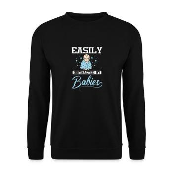 Easily distracted by babies - Unisex Pullover - Schwarz - Vorne - Alina (178cm) & Michal (187cm)