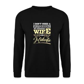 Retraitée mais toujours sage-femme dans l’âme - Sweat-shirt Unisexe - noir - Devant - Alina (178cm) & Michal (187cm)