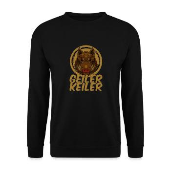 Geiler Keiler | Lustiges Wildschwein Jagd - Unisex Pullover - Schwarz - Vorne - Alina (178cm) & Michal (187cm)