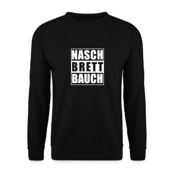 Naschbrettbauch | One-Pack Nasch-Katze - Unisex Pullover - Schwarz - Vorne - Alina (178cm) & Michal (187cm)
