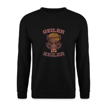 Geiler Keiler | Lustiges Wildschwein Jagd - Unisex Pullover - Schwarz - Vorne - Alina (178cm) & Michal (187cm)