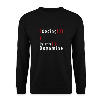 Lustige Codierung Ist Mein Dopamin -Coder - Unisex Pullover - Schwarz - Vorne - Alina (178cm) & Michal (187cm)