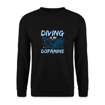 Diving is my dopamine scuba diver under water - Unisex Sweatshirt - black - Front - Alina (178cm) & Michal (187cm)