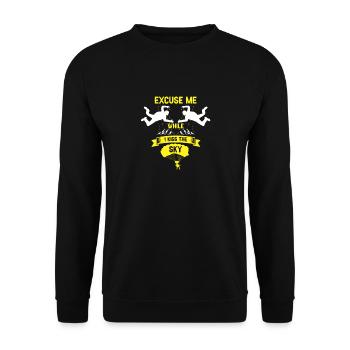 Excuse Me While I Kiss The Sky Funny Skydiving - Unisex Sweatshirt - black - Front - Alina (178cm) & Michal (187cm)