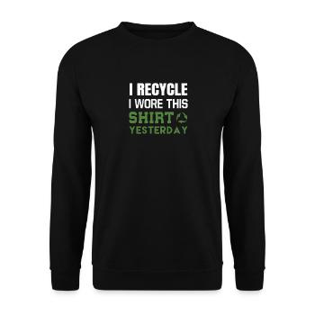 Je Recycele J’ai porté cette chemise hier - Sweat-shirt Unisexe - noir - Devant - Alina (178cm) & Michal (187cm)