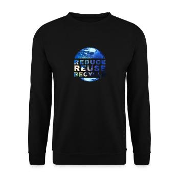 Reduzieren Sie Den Recycle Erdmüll Wiederverwenden - Unisex Pullover - Schwarz - Vorne - Alina (178cm) & Michal (187cm)