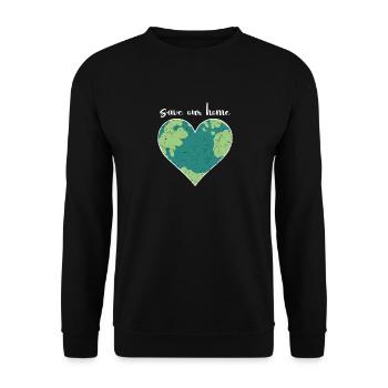 Rette Unser Heimat Herz Planet Erde Recycling Müll - Unisex Pullover - Schwarz - Vorne - Alina (178cm) & Michal (187cm)