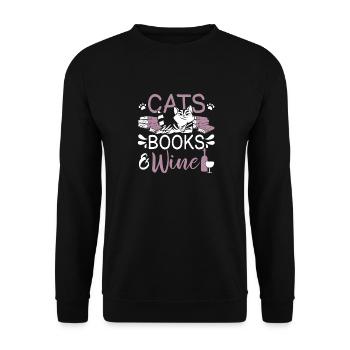 Les amateurs de livres de chats lisent des livres - Sweat-shirt Unisexe - noir - Devant - Alina (178cm) & Michal (187cm)