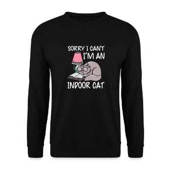 Katze Buchliebhaber Bücher Lesen - Unisex Pullover - Schwarz - Vorne - Alina (178cm) & Michal (187cm)