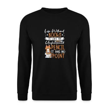 Les amateurs de livres de chats lisent des livres - Sweat-shirt Unisexe - noir - Devant - Alina (178cm) & Michal (187cm)