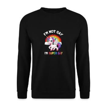 I'm Not Gay I'm Super Gay Cool Pride Unicorn - Unisex Pullover - Schwarz - Vorne - Alina (178cm) & Michal (187cm)