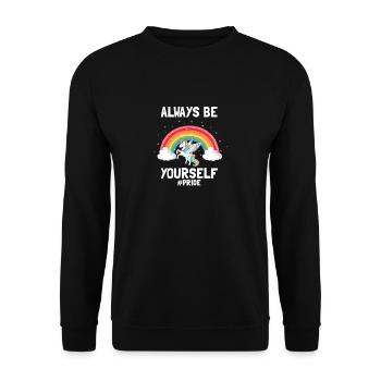 Always Be Yourself #PRIDE Awesome Pride Designs - Unisex Pullover - Schwarz - Vorne - Alina (178cm) & Michal (187cm)