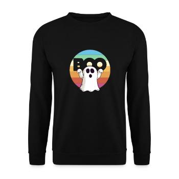 Boo Ghost Rainbow Funny Halloween Cartoon - Unisex Sweatshirt - black - Front - Alina (178cm) & Michal (187cm)