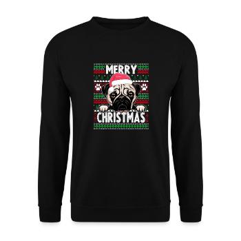 Pyjama mignon pour chien - Pug Dogs Lover Christmas - Sweat-shirt Unisexe - noir - Devant - Alina (178cm) & Michal (187cm)