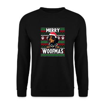 Cute Dog Pajama - Dachshund Dog Lover Christmas - Unisex Sweatshirt - black - Front - Alina (178cm) & Michal (187cm)