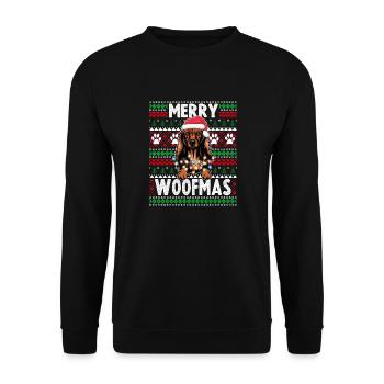 Süßer Hundepyjama - Langhaariger Dackel-Hundeliebhaber - Unisex Pullover - Schwarz - Vorne - Alina (178cm) & Michal (187cm)