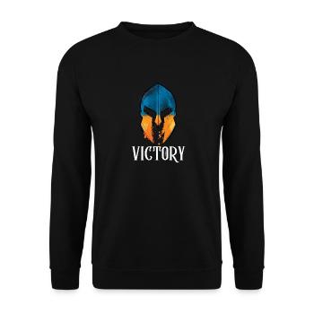 Helm Der Ukrainischen Flagge Von Victory Knight - Unisex Pullover - Schwarz - Vorne - Alina (178cm) & Michal (187cm)