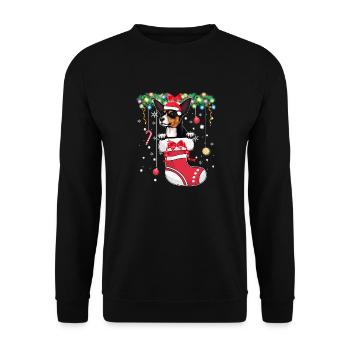 Toy Fox Terrier Hundeliebhaber Weihnachten - Hund Weihnachten - Unisex Pullover - Schwarz - Vorne - Alina (178cm) & Michal (187cm)