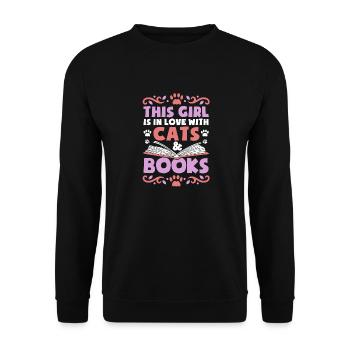 Les amateurs de livres de chats lisent des livres - Sweat-shirt Unisexe - noir - Devant - Alina (178cm) & Michal (187cm)