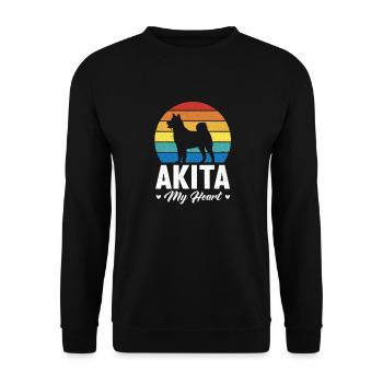 Akita Inu américain - Sweat-shirt Unisexe - noir - Devant - Alina (178cm) & Michal (187cm)