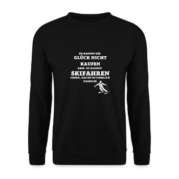 DU KANNST GLÜCK NICHT KAUFEN ABER SKI FAHREN - Unisex Pullover - Schwarz - Vorne - Alina (178cm) & Michal (187cm)