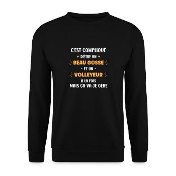 Compliqué beau gosse et volleyeur - Sweat-shirt Unisexe - noir - Devant - Alina (178cm) & Michal (187cm)