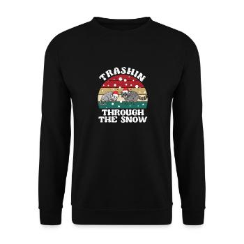 Garbage Walk Opossum Raccoon Santa Trashin through the - Unisex Sweatshirt - black - Front - Alina (178cm) & Michal (187cm)