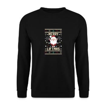 Frohes Lifting Weihnachten Weihnachtsmann Fitness - Unisex Pullover - Schwarz - Vorne - Alina (178cm) & Michal (187cm)