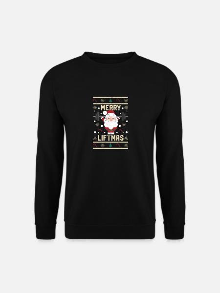 Frohes Lifting Weihnachten Weihnachtsmann Fitness - Unisex Pullover - Schwarz