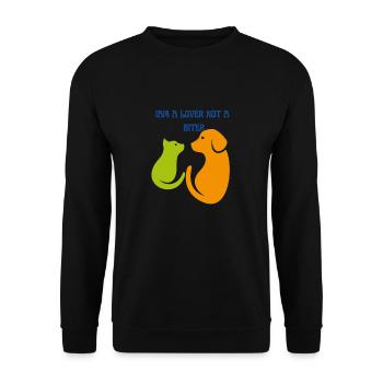 Je suis un amant pas un mordant, drôle de chien citation - Sweat-shirt Unisexe - noir - Devant - Alina (178cm) & Michal (187cm)